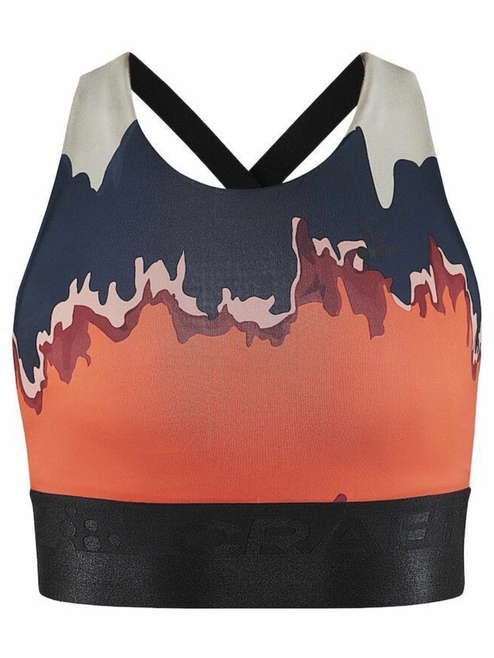 Craft Colorblock Crossback Sports Bra in Orange, Navy & Black